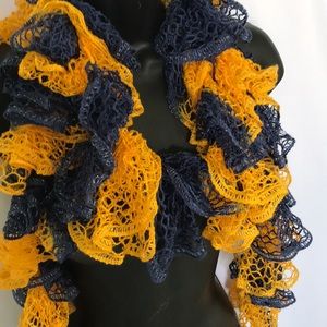 Blue and Yellow Crochet Scarf